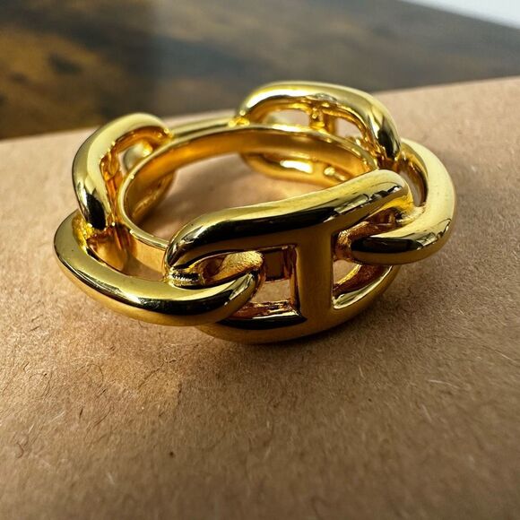 Hermes Chaine d'Ancre Gold Tone Scarf Ring 1” - Picture 1 of 6